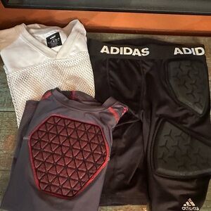 Adidas Black Padded Compression Shorts Russell padded shirt Nike football jersey